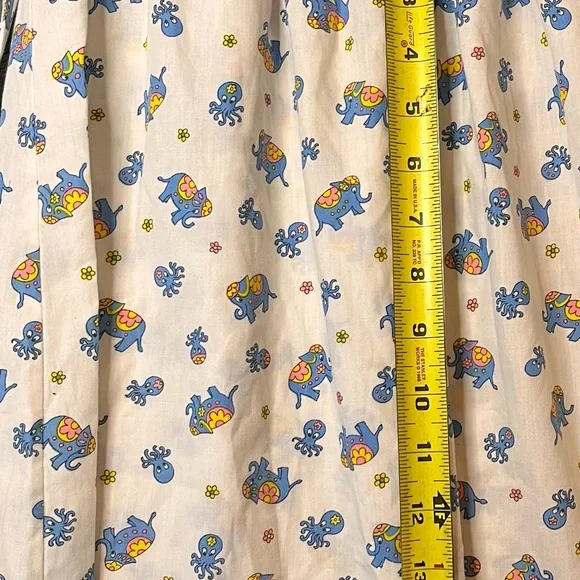 Vintage 70’s/80’s White Cotton Baby Dress with Blue & Yellow Elephant Print - Picture 7 of 13
